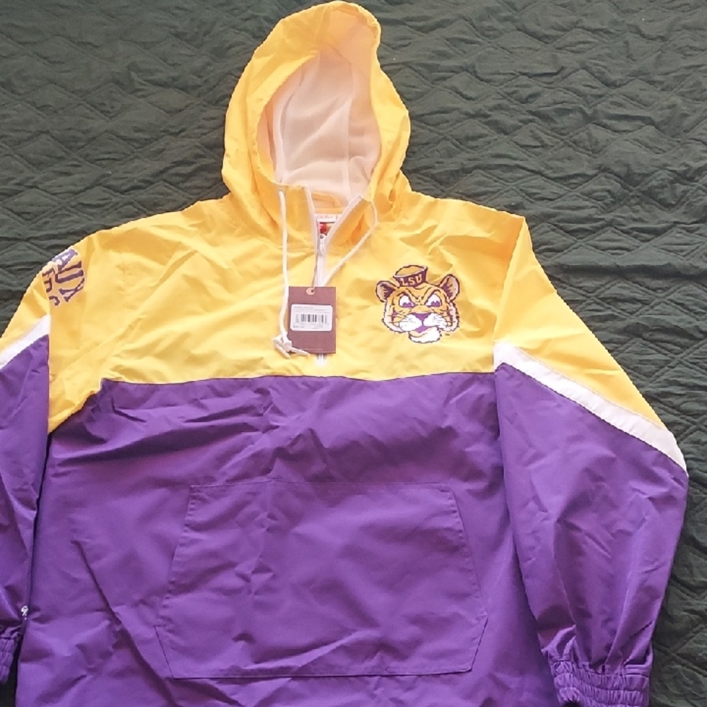 LSU Tigers‎ Mitchell & Ness NCAA Large Windbreaker Jacket Purple Yellow